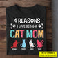 Cute Personalized Cat T-shirt, Reasons I Love Being A Cat Mom, Mother's Day Gift For Cat Lovers, Cat Owners, Cat Tees