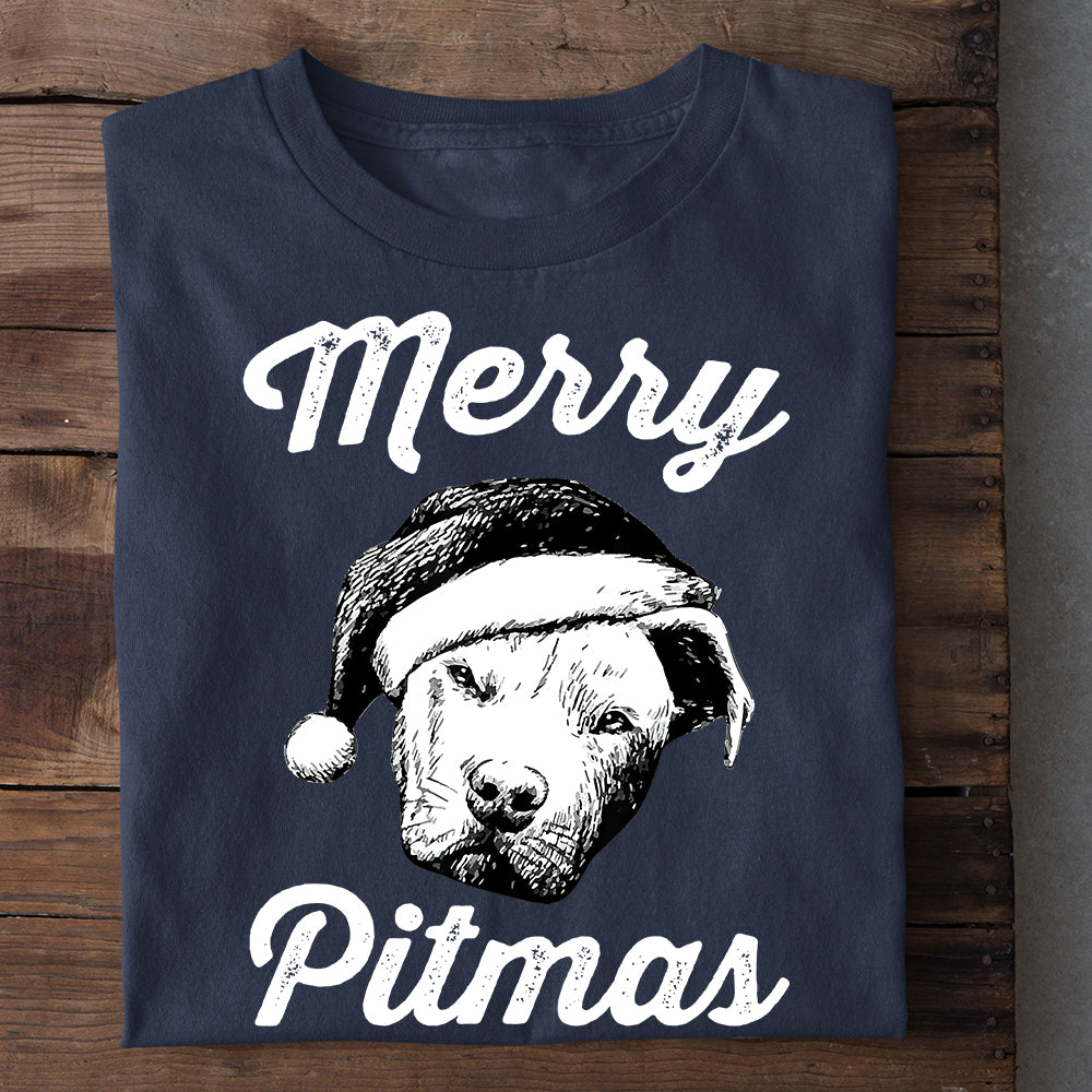 Pitbul Dog Christmas T-shirt, Merry Pitmas, Gift For Dog Lovers, Dog Tees, Dog Owners