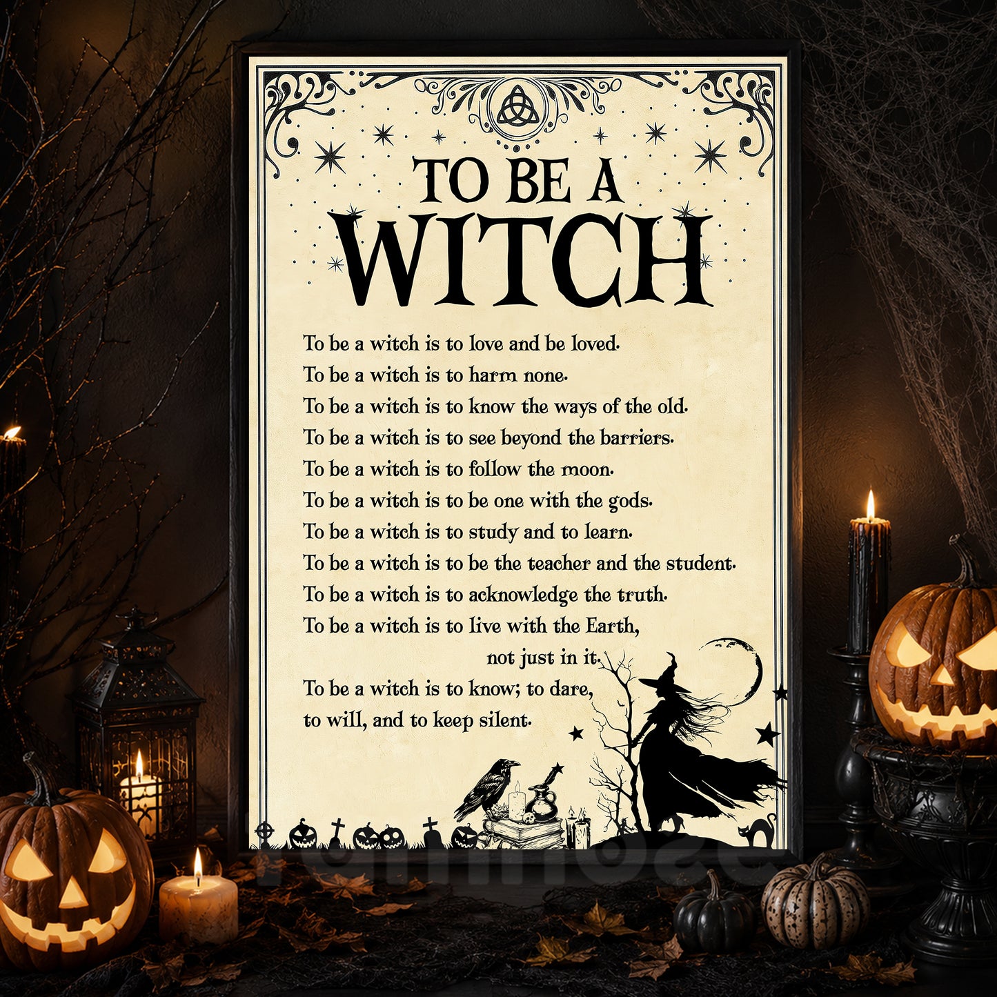Halloween Witch Canvas Painting, To Be A Witch Wall Art Decor, Spooky Season Poster Gift For Witch Lovers