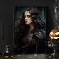 Dark Witch With Crow Mythical Halloween Canvas Painting, Wall Art Decor - Dark Goddess Halloween Poster Gift