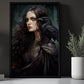 Dark Witch With Crow Mythical Halloween Canvas Painting, Wall Art Decor - Dark Goddess Halloween Poster Gift