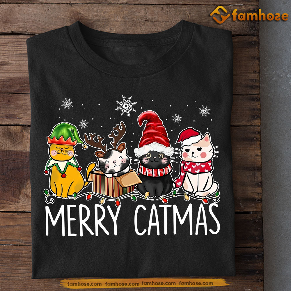 Funny Christmas Cat T-shirt, Catmas, Xmas Gift For Cat Lovers, Cat Owners Tee