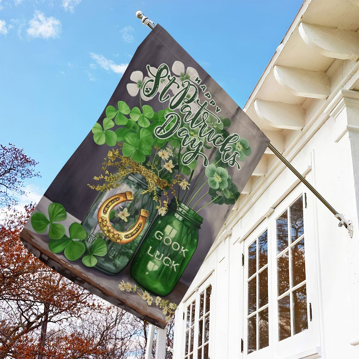 Good Luck Blessed, St Patrick's Day Horse Garden Flag & House Flag Gift, St Patricks Day Irish Outdoor Decoration Gift For Horse Lovers