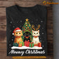 Cute Christmas Cat T-shirt, Merry Christmas, Xmas Gift For Cat Lovers, Cat Owners Tee