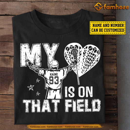 Personalized Lacrosse Boy T-shirt, My Heart Is On That Field, Gift For Lacrosse Lovers, Lacrosse Boys