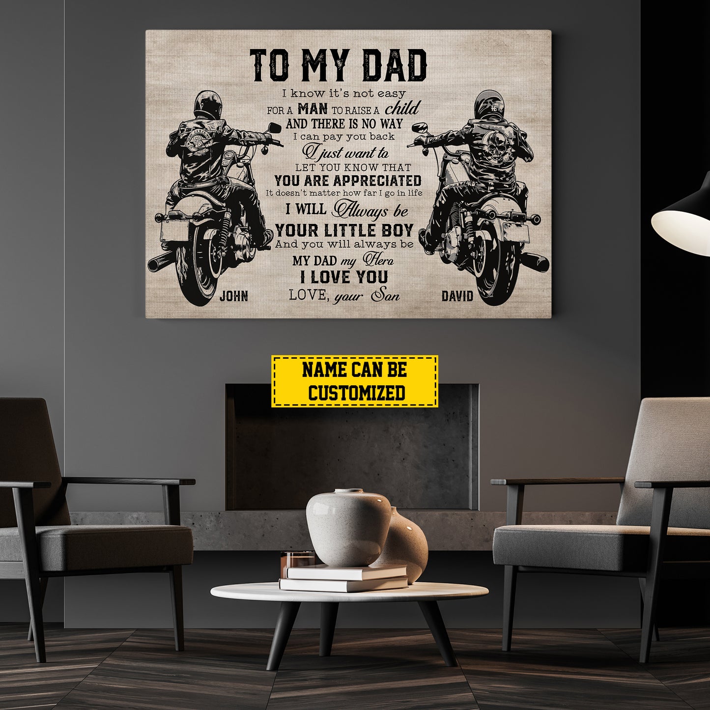 Interesting Personalized Biker Canvas Painting, To My Dad Wall Art Decor, Poster Gift For Dad Biker Lovers