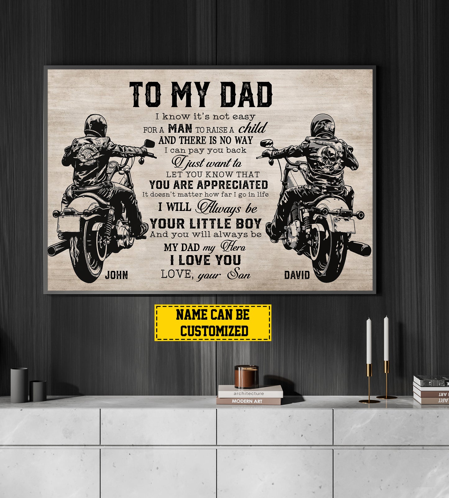 Interesting Personalized Biker Canvas Painting, To My Dad Wall Art Decor, Poster Gift For Dad Biker Lovers