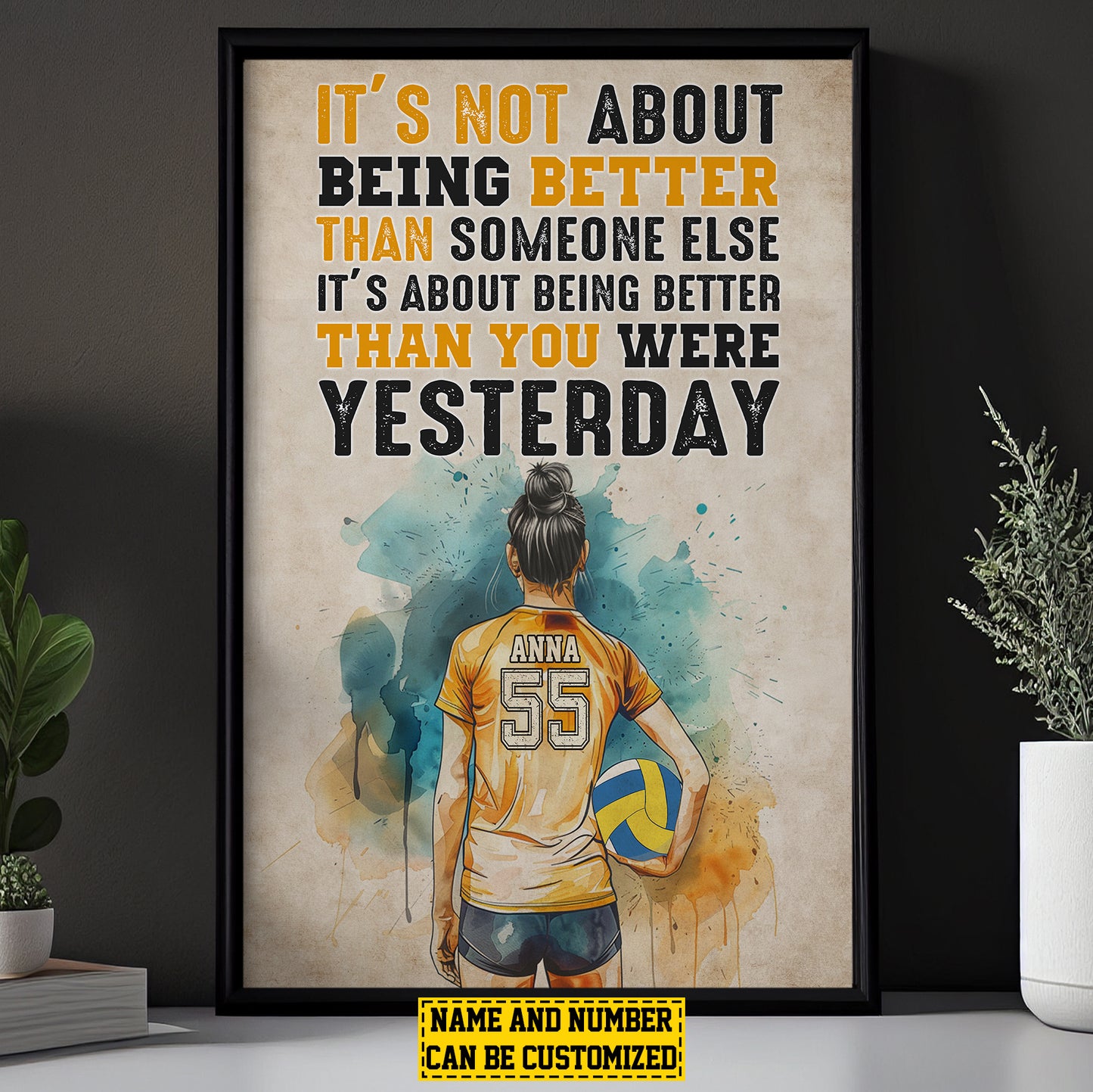 It's Not About Being Better Than Someone Else, Personalized Motivational Softball Canvas Painting, Inspirational Quotes Wall Art Decor, Gift For Softball Lovers, Softball Players