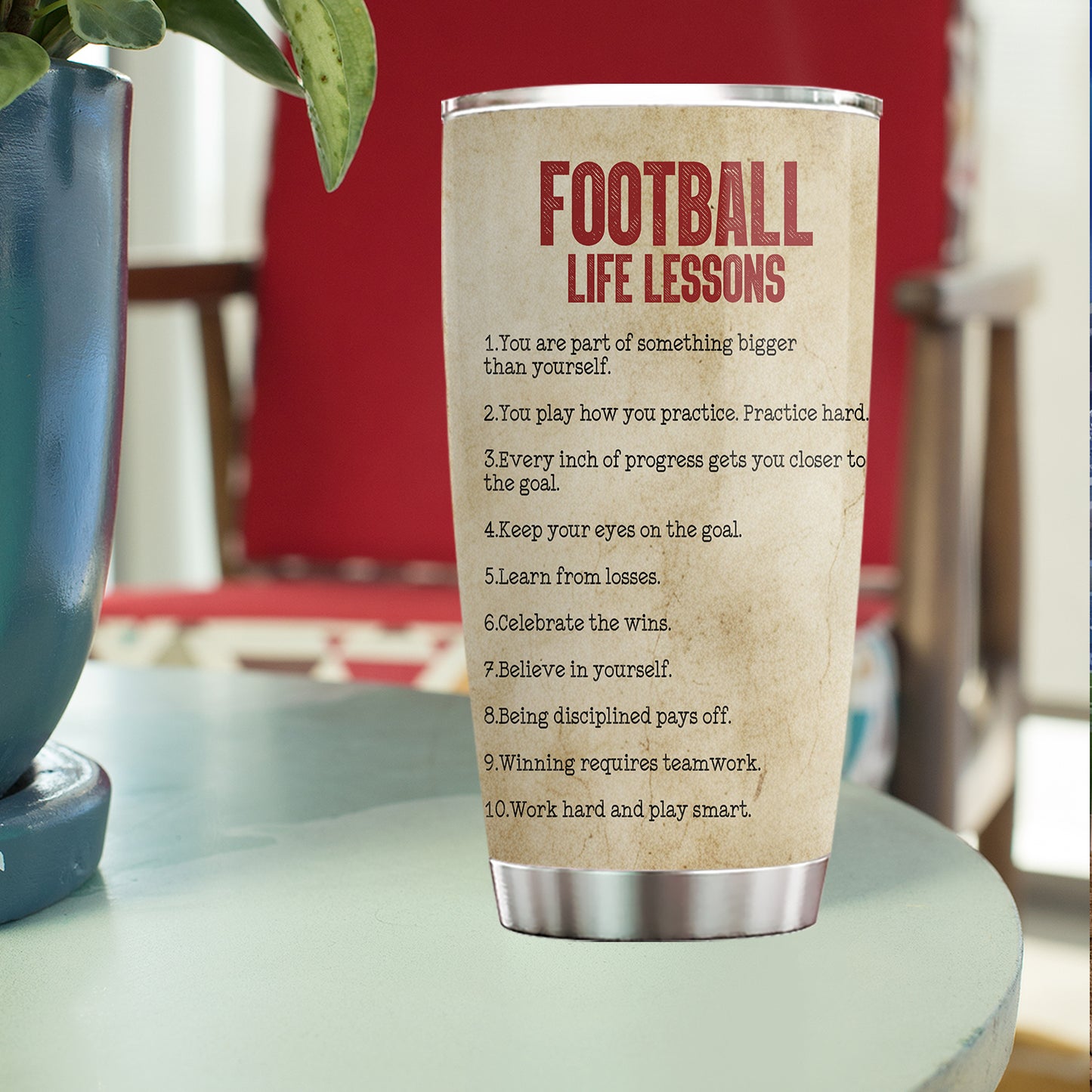 Personalized Football Boy Tumbler, Football Life Lessons, Football Stainless Steel Tumbler, Gift For Football Lovers