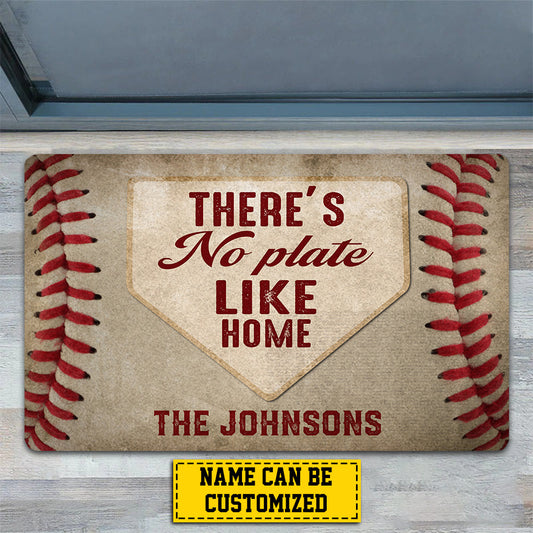 Funny Baseball Doormat, There's No Plate Like Home, Personalized Baseball Doormat For Home Decor Housewarming Gift, Welcome Mat Gift For Baseball Lovers