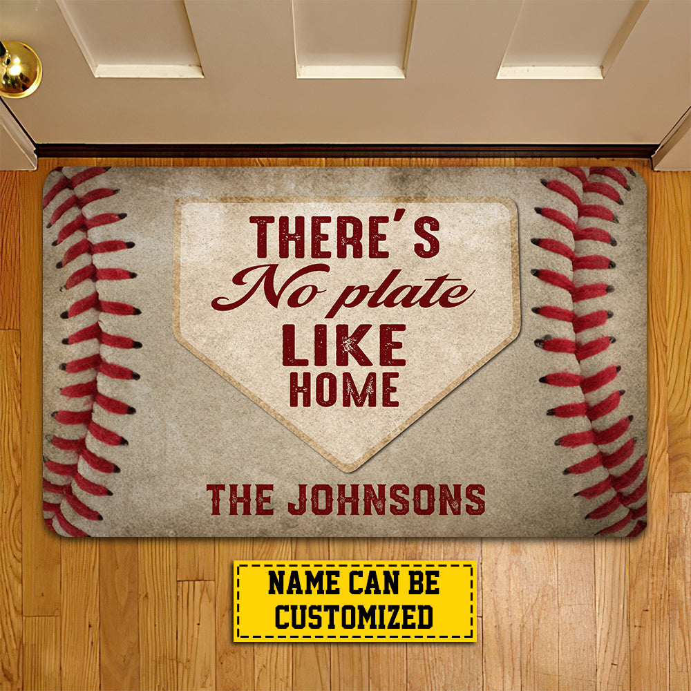 Funny Baseball Doormat, There's No Plate Like Home, Personalized Baseball Doormat For Home Decor Housewarming Gift, Welcome Mat Gift For Baseball Lovers