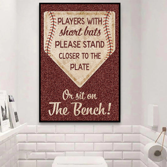 Funny Baseball Bathroom Canvas Painting, Please Stand Closer To The, Baseball Toilet Wall Art Decor, Poster Gift For Baseball Lovers