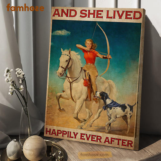 Horse Riding Poster & Canvas, And She Lived Happily Ever After, Horse Canvas Wall Art, Poster Gift For Horse Lovers