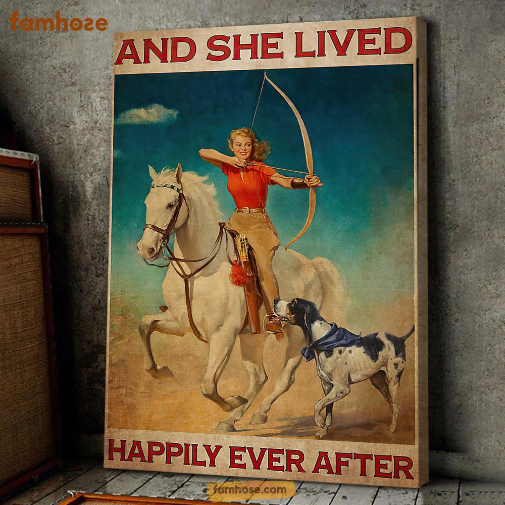 Horse Riding Poster & Canvas, And She Lived Happily Ever After, Horse Canvas Wall Art, Poster Gift For Horse Lovers