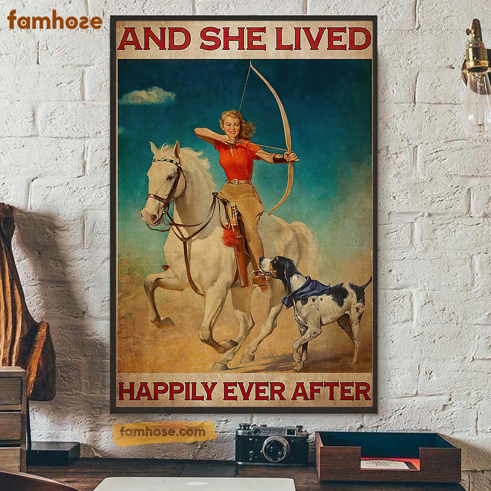 Horse Riding Poster & Canvas, And She Lived Happily Ever After, Horse Canvas Wall Art, Poster Gift For Horse Lovers