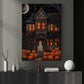 The Ghost In Haunting House Halloween Canvas Painting, Wall Art Decor - Dark Academia Pumpkin Ghost Halloween Poster Gift