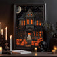 The Ghost In Haunting House Halloween Canvas Painting, Wall Art Decor - Dark Academia Pumpkin Ghost Halloween Poster Gift