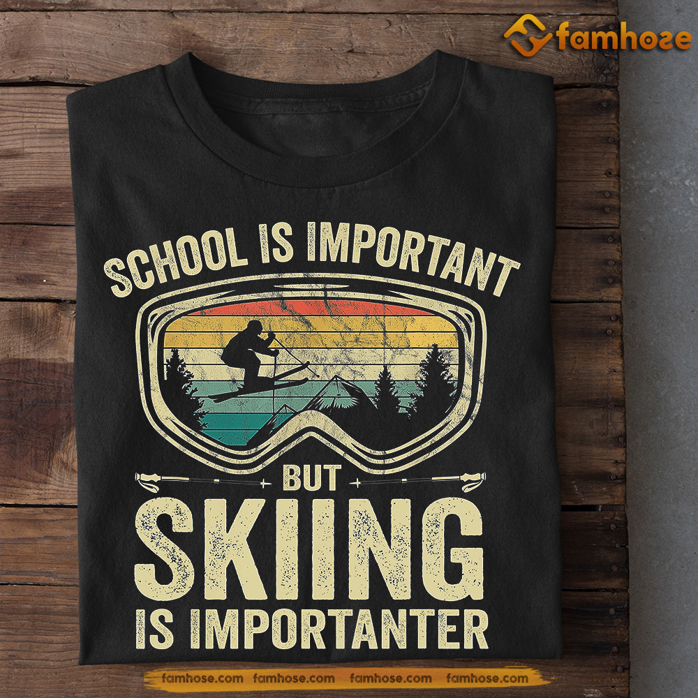 Back To School Skiing T-shirt, School Is Important But, Gift For Skiing Lovers, Skiing Players