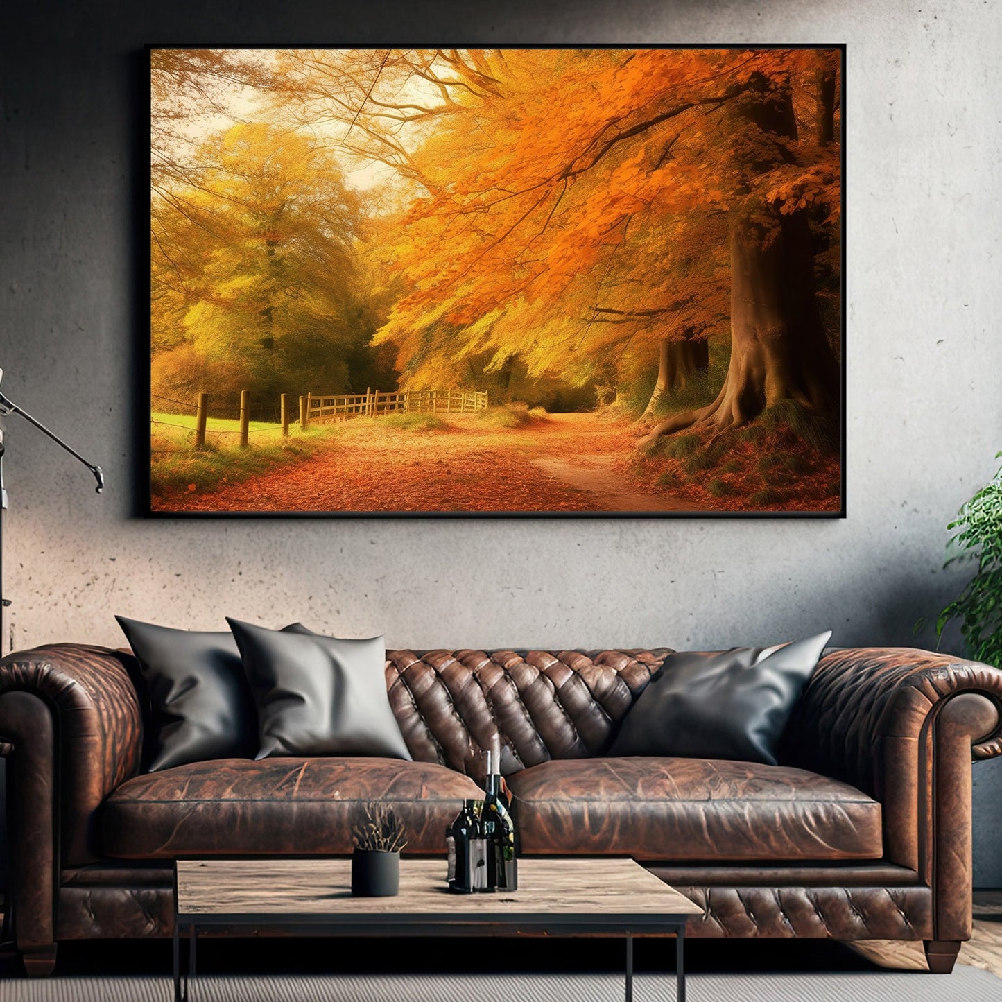 Autumn Leaves Trees Countryside Feeling Peaceful and Grateful Thanksgiving Canvas Painting, Wall Art Decor - Thanksgiving Poster Gift For Decorating Your Home