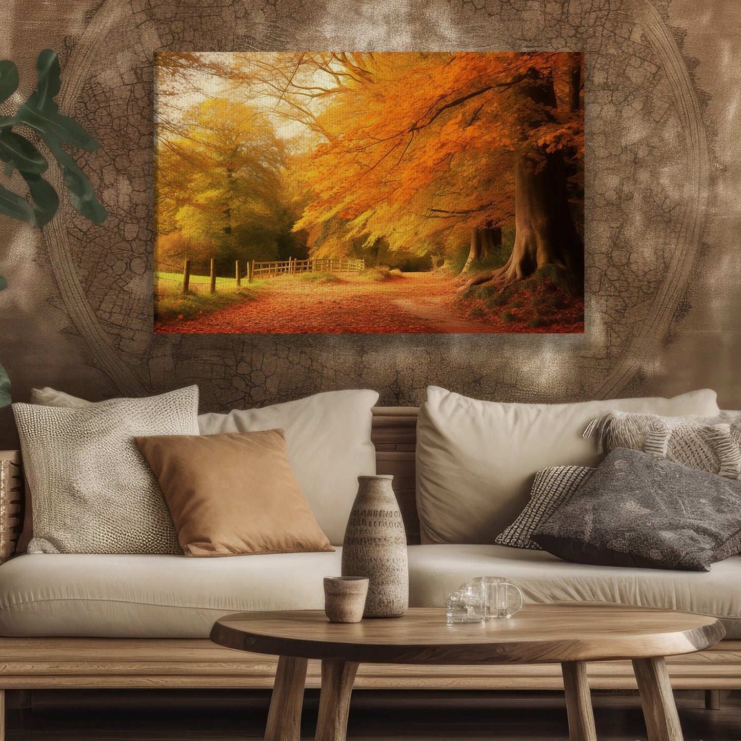 Autumn Leaves Trees Countryside Feeling Peaceful and Grateful Thanksgiving Canvas Painting, Wall Art Decor - Thanksgiving Poster Gift For Decorating Your Home