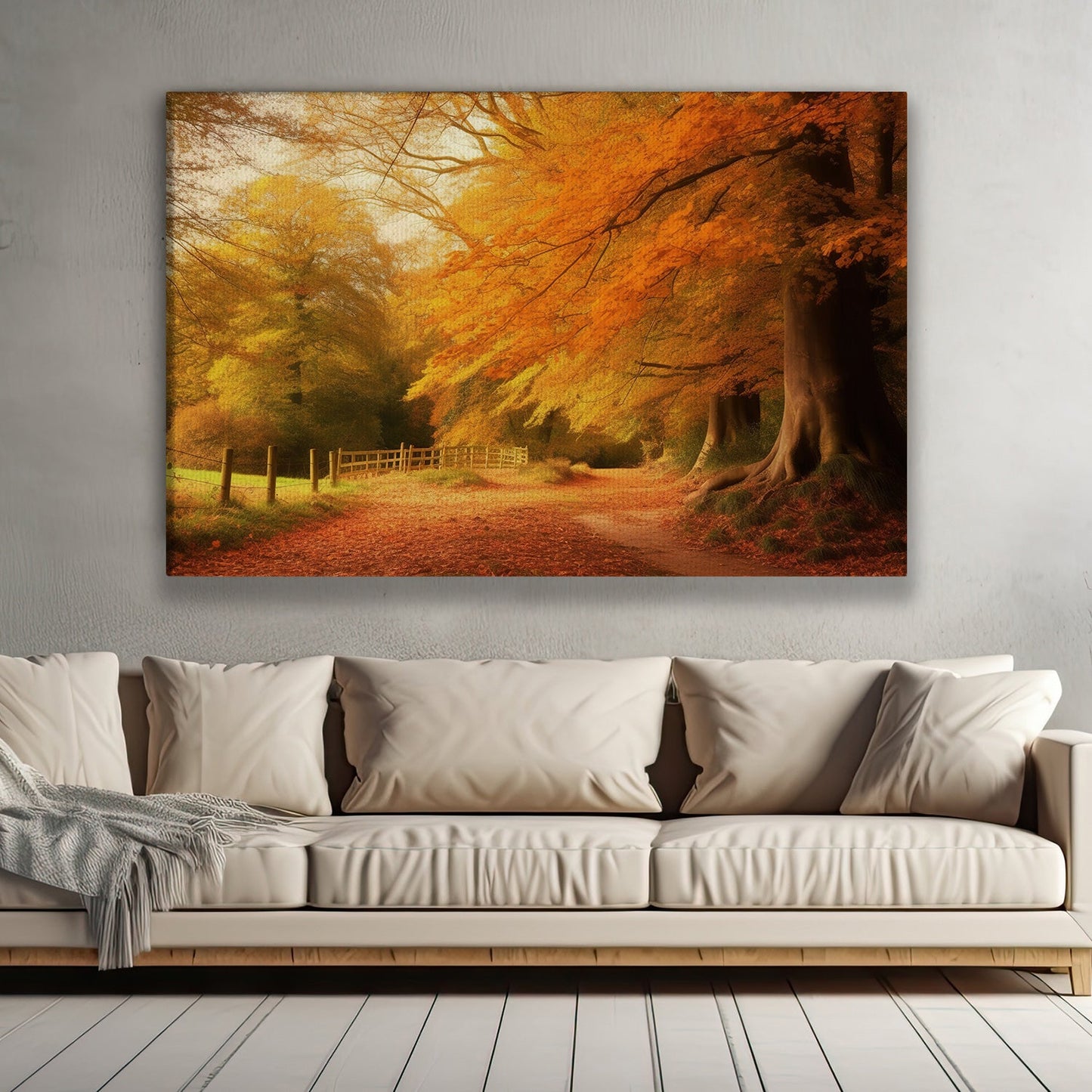 Autumn Leaves Trees Countryside Feeling Peaceful and Grateful Thanksgiving Canvas Painting, Wall Art Decor - Thanksgiving Poster Gift For Decorating Your Home