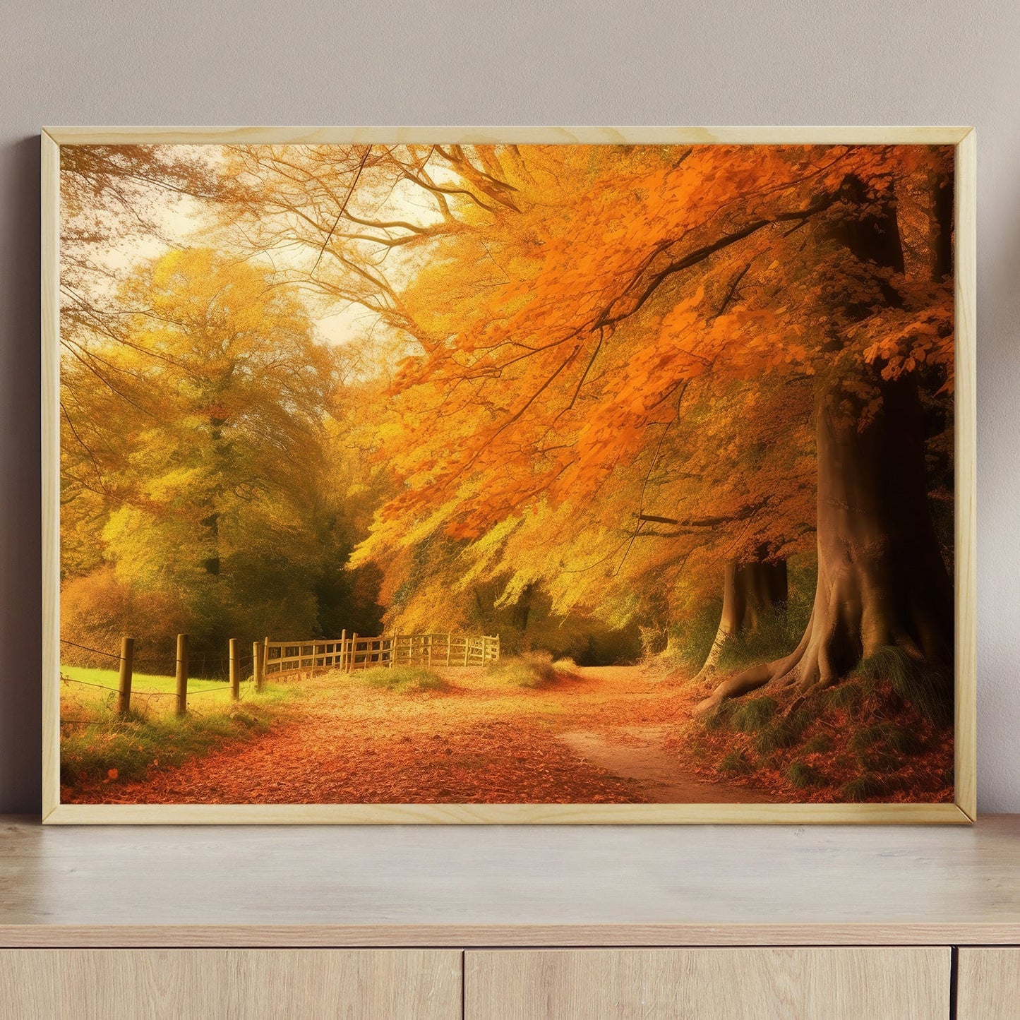 Autumn Leaves Trees Countryside Feeling Peaceful and Grateful Thanksgiving Canvas Painting, Wall Art Decor - Thanksgiving Poster Gift For Decorating Your Home