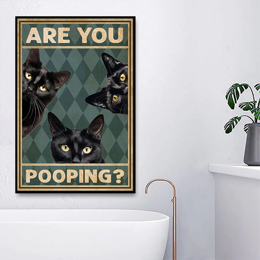 Cool Black Cat Bathroom Poster & Canvas, Are You Pooping, Gift For Cat Lovers, Cat Owners