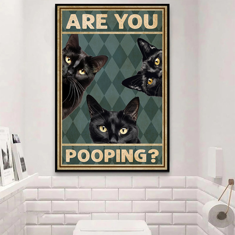 Cool Black Cat Bathroom Poster & Canvas, Are You Pooping, Gift For Cat Lovers, Cat Owners