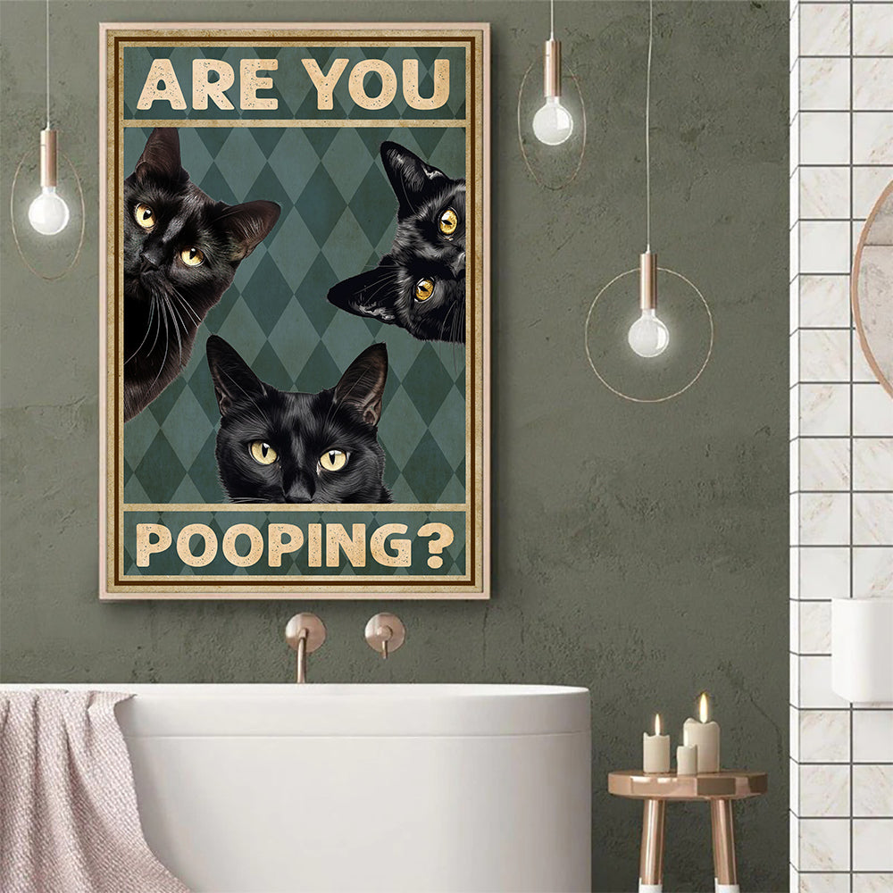 Cool Black Cat Bathroom Poster & Canvas, Are You Pooping, Gift For Cat Lovers, Cat Owners