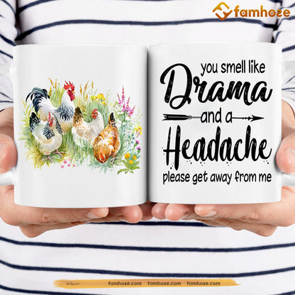 Chicken Mug, You Smell Like Drama And A Headache Gift For Chicken Lovers, Chicken Lovers Gift Mug, Cups, Chicken Owner