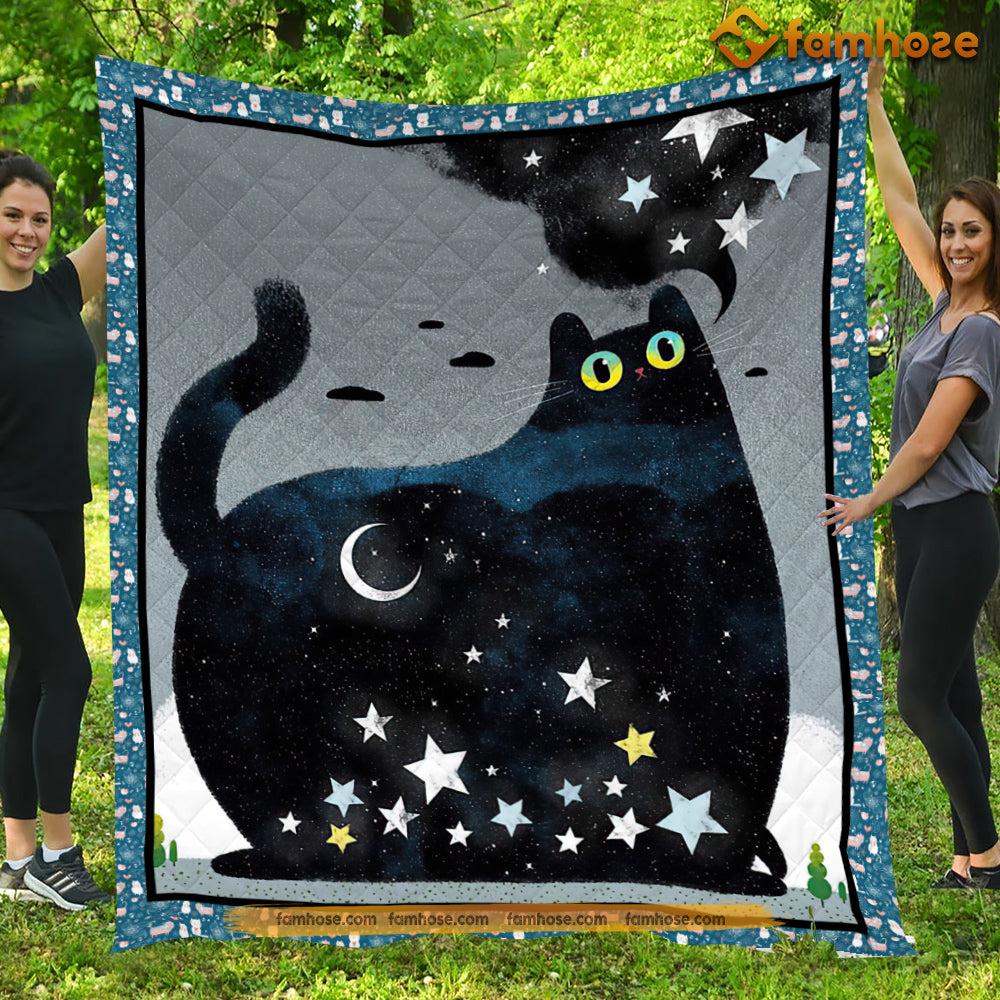 Black Cat Blanket, Cat With Glitter Eyes  Fleece Blanket - Sherpa Blanket Gift For Cat Lover, Cat Owners