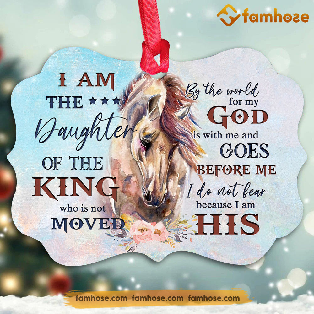 Christmas Horse Ornament, I Am The Daughter Of The King Gift For Horse Lovers, Medallion Aluminum Ornament