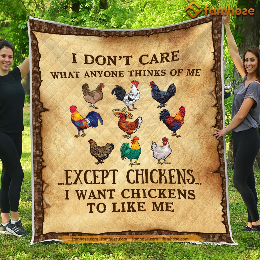 Chicken Blanket, I Don't Care What Anyone Thinks Of Me Chicken Fleece Blanket - Sherpa Blanket Gift For Chicken Lover