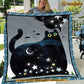 Black Cat Blanket, Cat With Glitter Eyes  Fleece Blanket - Sherpa Blanket Gift For Cat Lover, Cat Owners