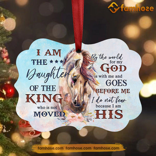 Christmas Horse Ornament, I Am The Daughter Of The King Gift For Horse Lovers, Medallion Aluminum Ornament