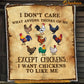 Chicken Blanket, I Don't Care What Anyone Thinks Of Me Chicken Fleece Blanket - Sherpa Blanket Gift For Chicken Lover