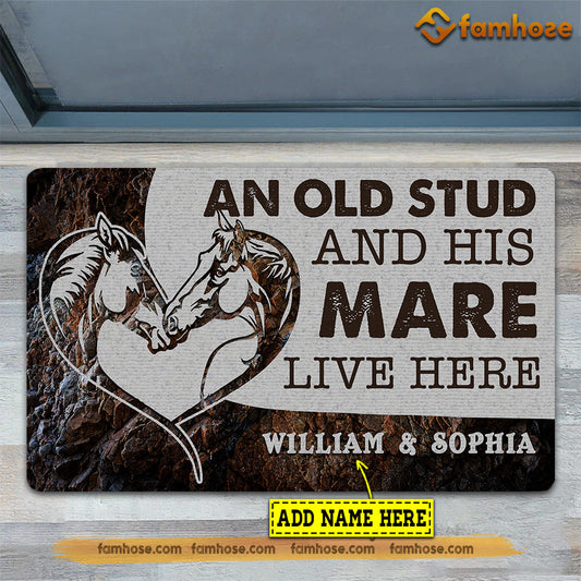 Personalized Horse Doormat, An Old Stud His Mare Live Here Gift For Horse Lovers, New Home Gift, Housewarming Gift, Horse Decor