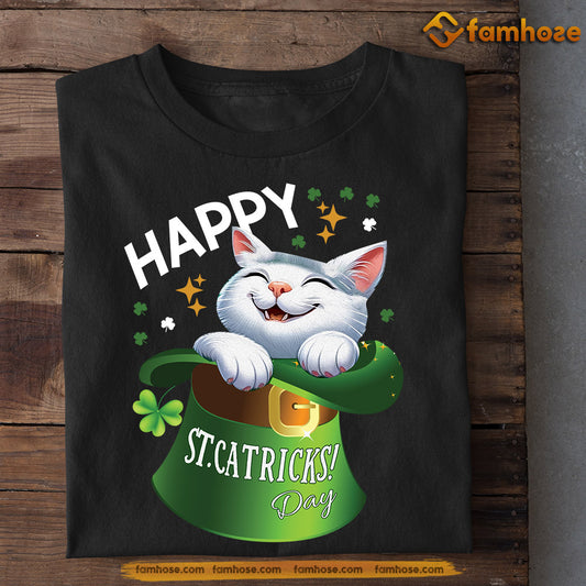 Cute St Patrick's Day Cat T-shirt, Happy St Catricks Day, Patricks Day Gift For Cat Lovers Cat Owners, Cat Tees