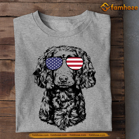 July 4th Dog T-shirt, Poodle With Glasses USA Flag, Independence Day Gift For Dog Lovers, Dog Owners, Dog Tees