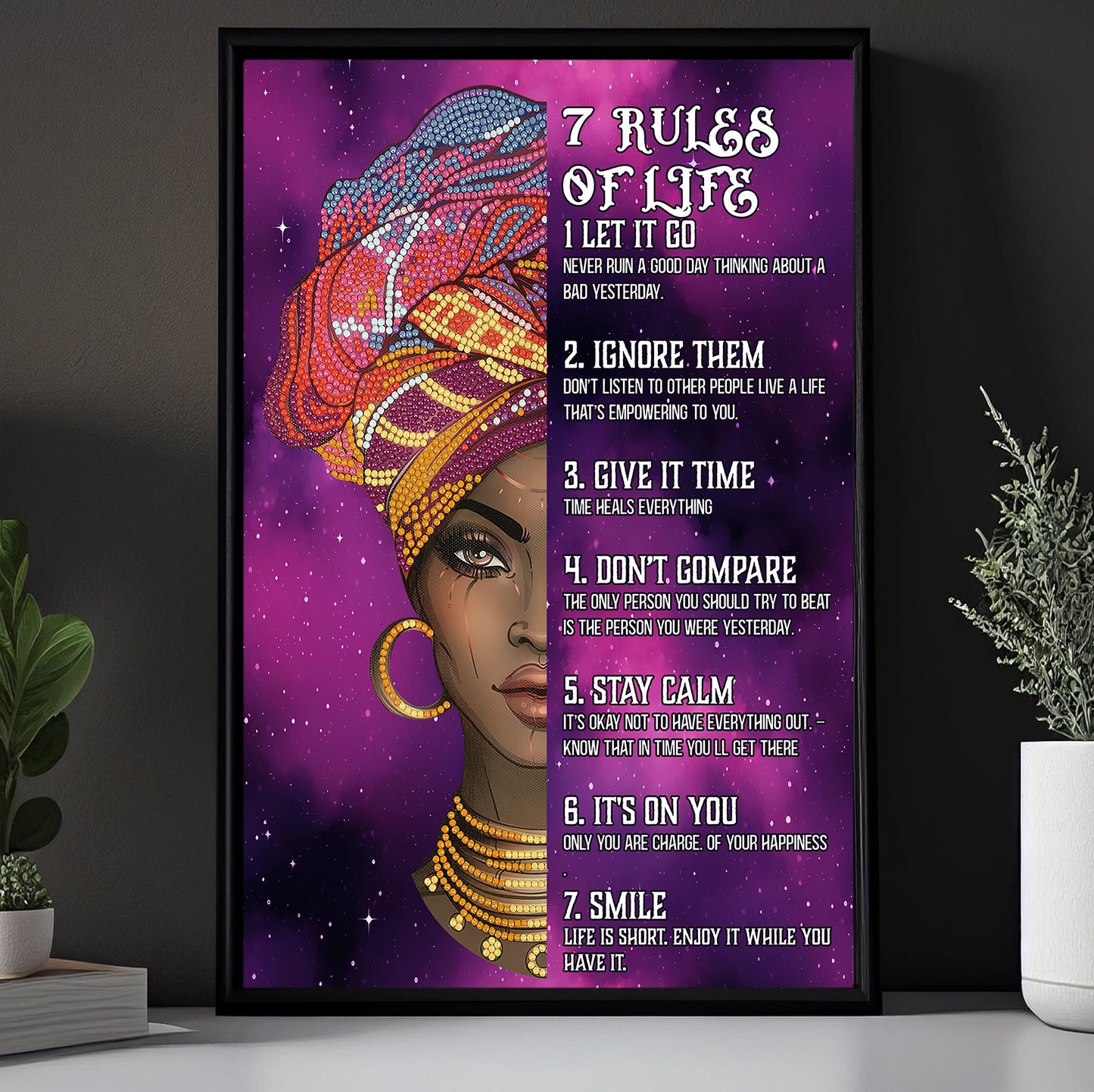 7 Rules of Life, Canvas Painting, Inspirational Quotes Wall Art Decor, Poster Gift For Girls