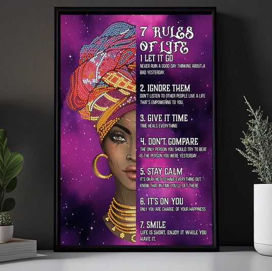 7 Rules of Life, Canvas Painting, Inspirational Quotes Wall Art Decor, Poster Gift For Girls