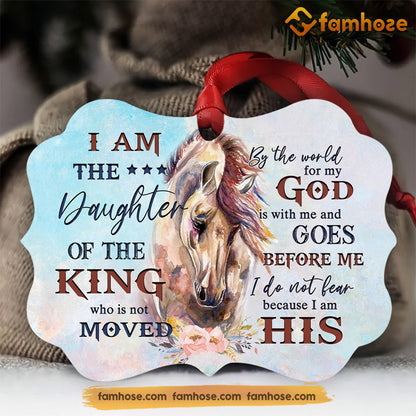 Christmas Horse Ornament, I Am The Daughter Of The King Gift For Horse Lovers, Medallion Aluminum Ornament