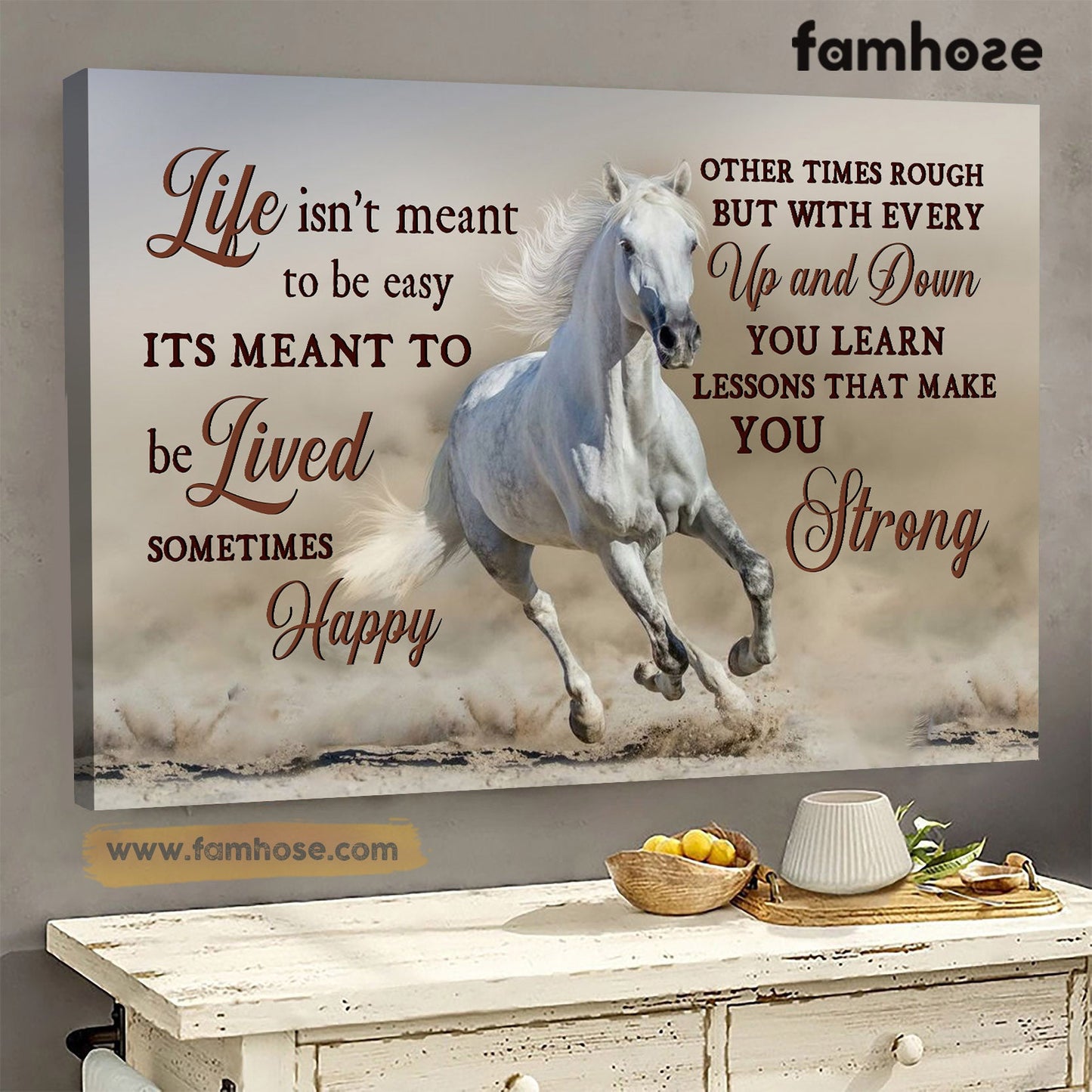 Horse Poster/Canvas, Life Isn't Meant To Be Easy It's Meant To Be Lived, Horse Canvas Wall Art, Poster Gift For Horse Lovers