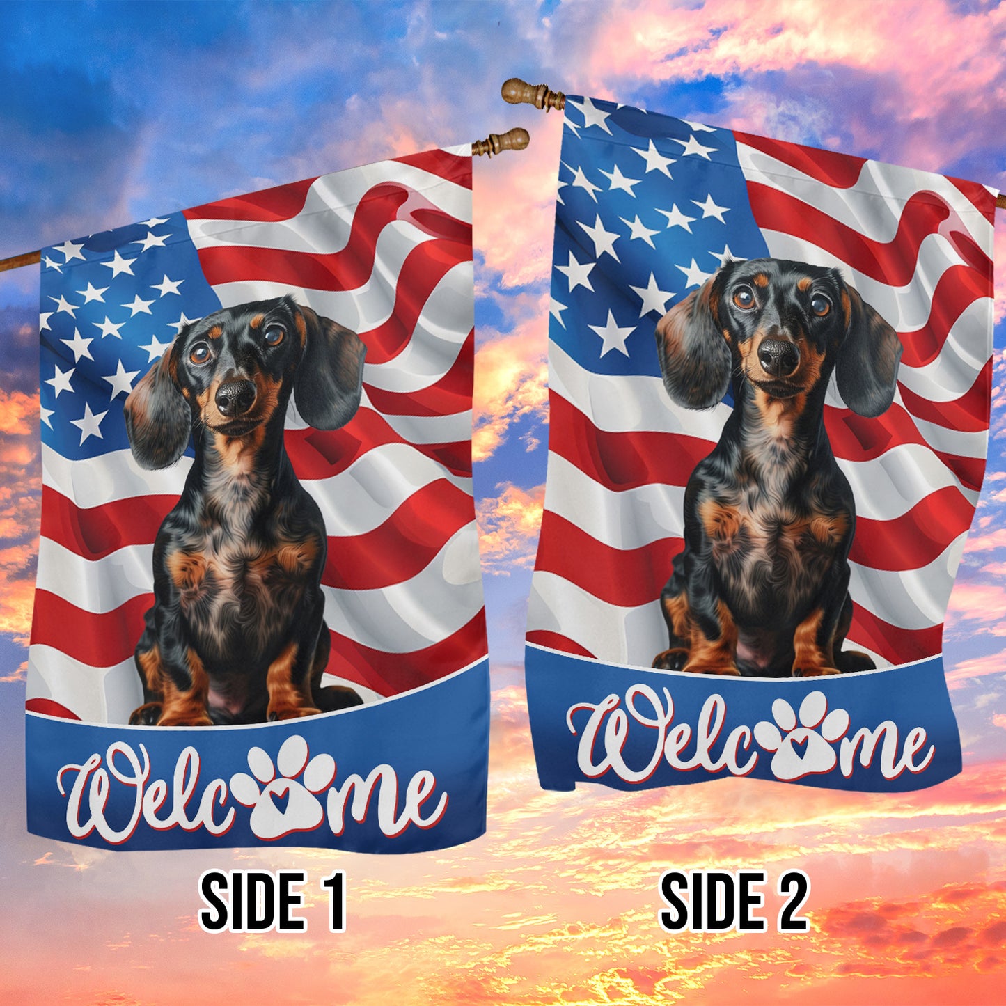 July 4th Dachshund Dog Garden Flag House Flag Welcome Independence Day Yard Flag Gift For Dachshund Dog Lovers