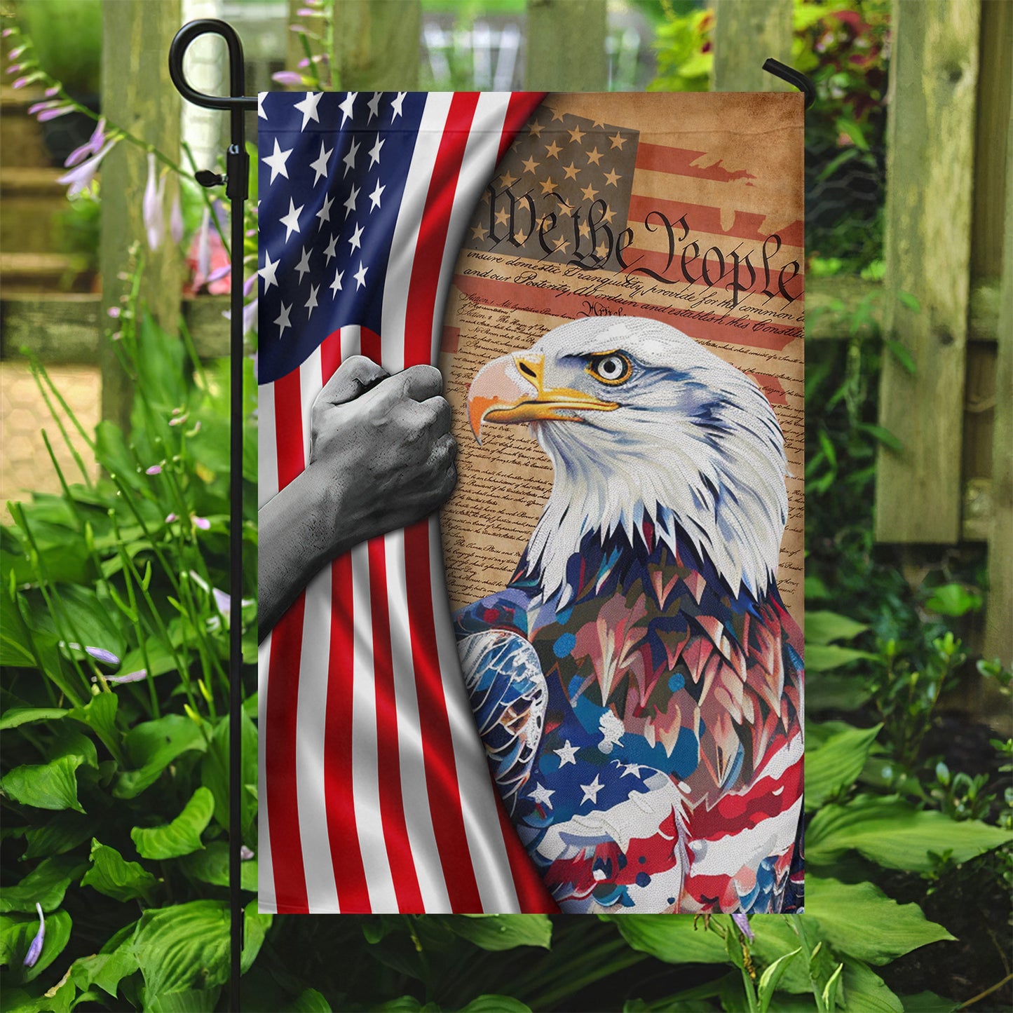 July 4th Eagle Garden Flag & House Flag, Gripping The Spirit Of Liberty, Independence Day Yard Flag Gift For Eagle Lovers