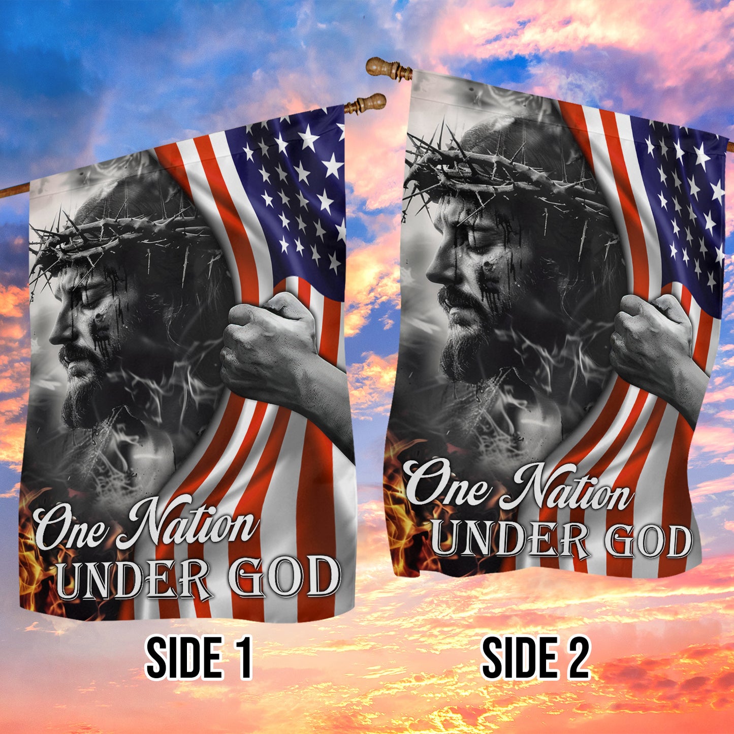 July 4th Jesus Garden Flag House Flag, Independence Day Yard Flag Gift For America Lovers