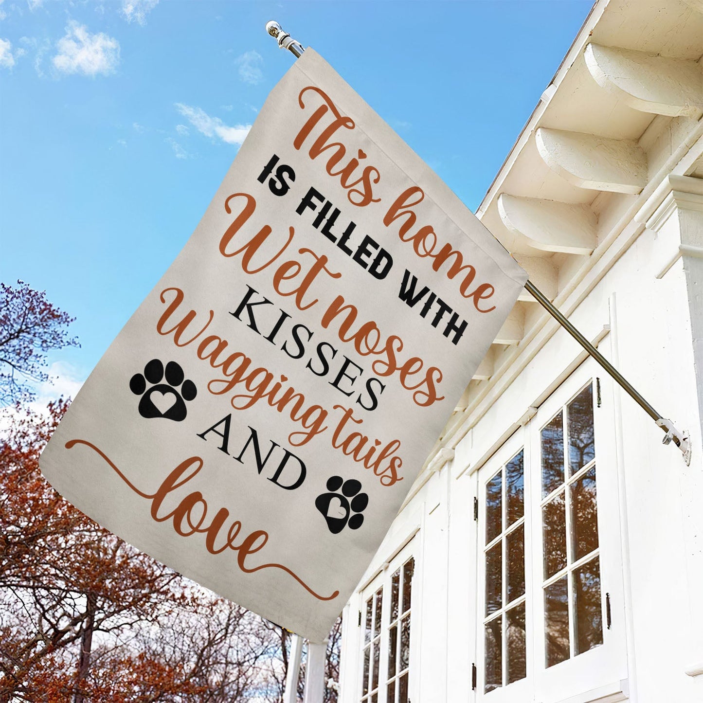 Valentine's Day Dog Flag, This Home is Filled With Wet Noses, Dog Garden Flag & House Flag Gift, Valentines Flag Gift For Dog Lovers