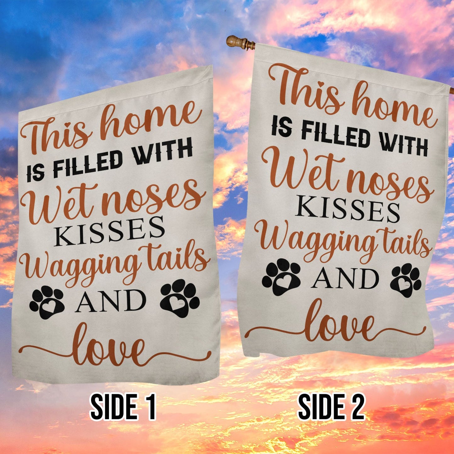 Valentine's Day Dog Flag, This Home is Filled With Wet Noses, Dog Garden Flag & House Flag Gift, Valentines Flag Gift For Dog Lovers