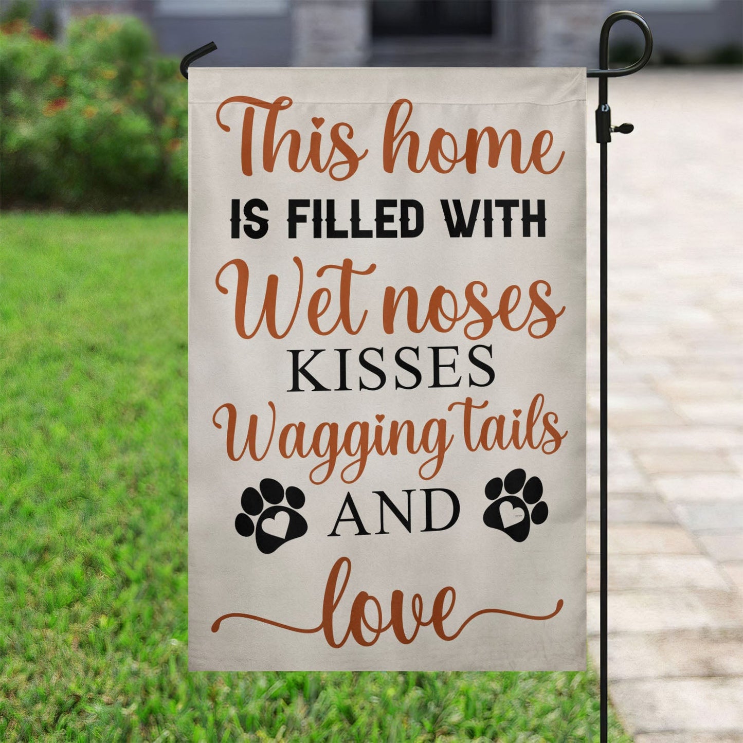 Valentine's Day Dog Flag, This Home is Filled With Wet Noses, Dog Garden Flag & House Flag Gift, Valentines Flag Gift For Dog Lovers