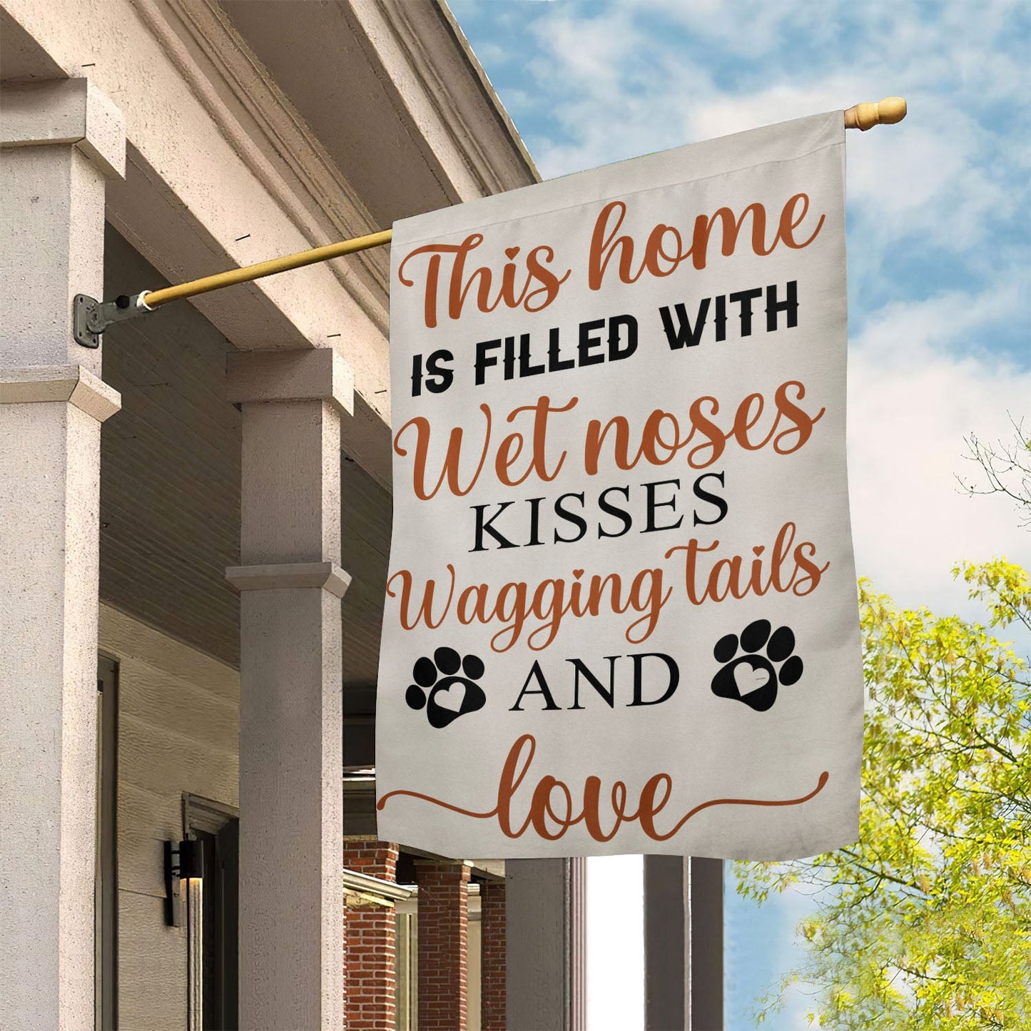 Valentine's Day Dog Flag, This Home is Filled With Wet Noses, Dog Garden Flag & House Flag Gift, Valentines Flag Gift For Dog Lovers